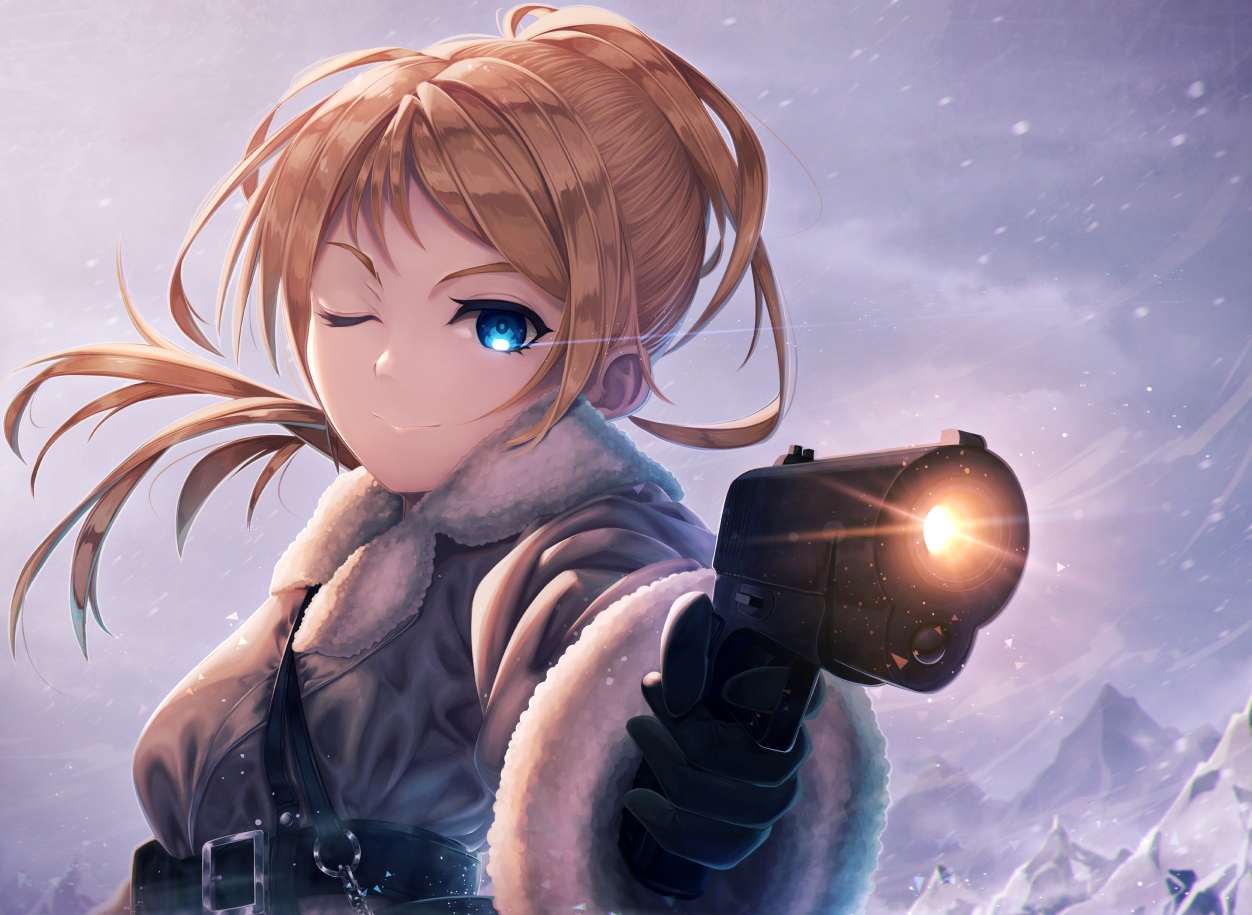 ayase_eri, gun, kokkeina_budou, love_live!_school_idol_project, weapon