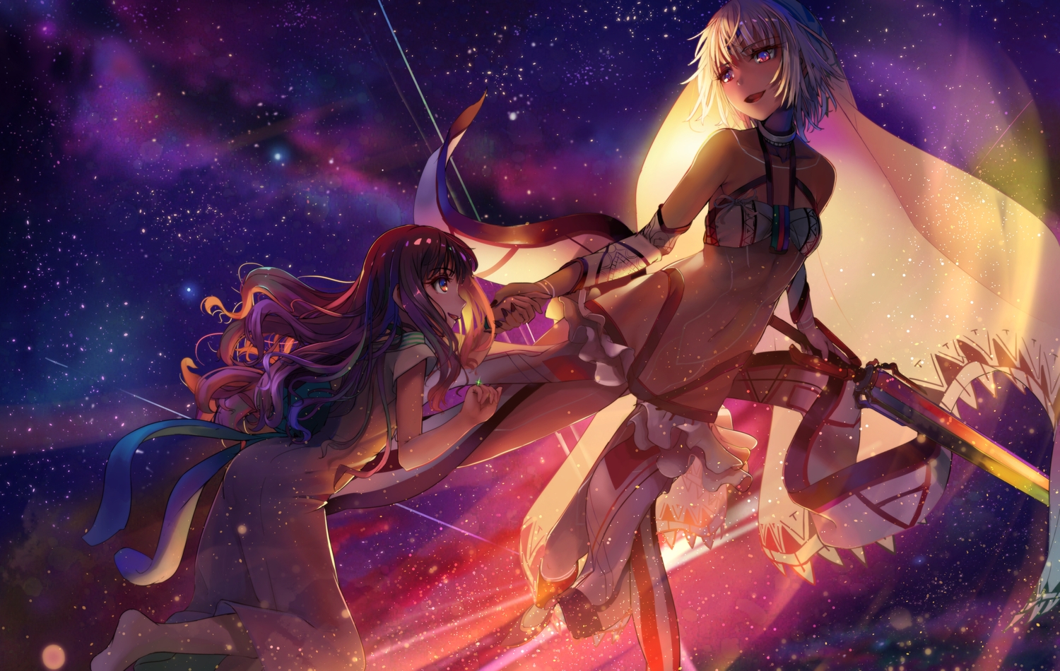 attila_(fate/grand_order), fate/extella, fate/extra, fate_(series), kishinami_hakuno, stars, sunga2usagi