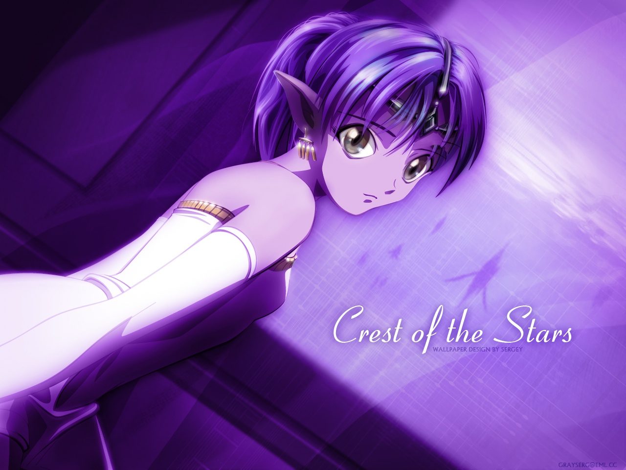 dress, elbow_gloves, gloves, lafiel, pointed_ears, purple, seikai_no_monshou, tiara