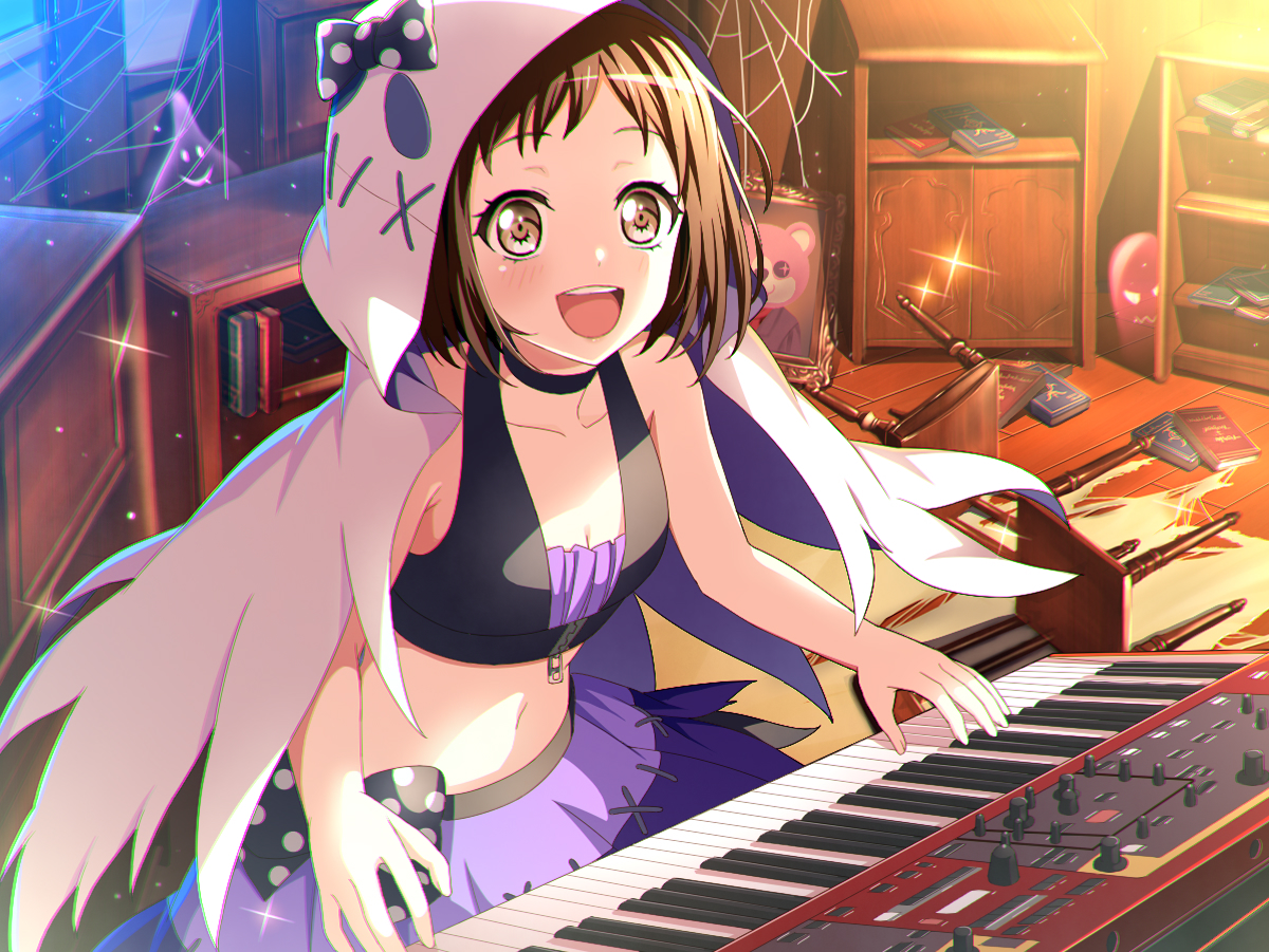 aliasing, bang_dream!, blush, book, brown_eyes, brown_hair, hazawa_tsugumi, instrument