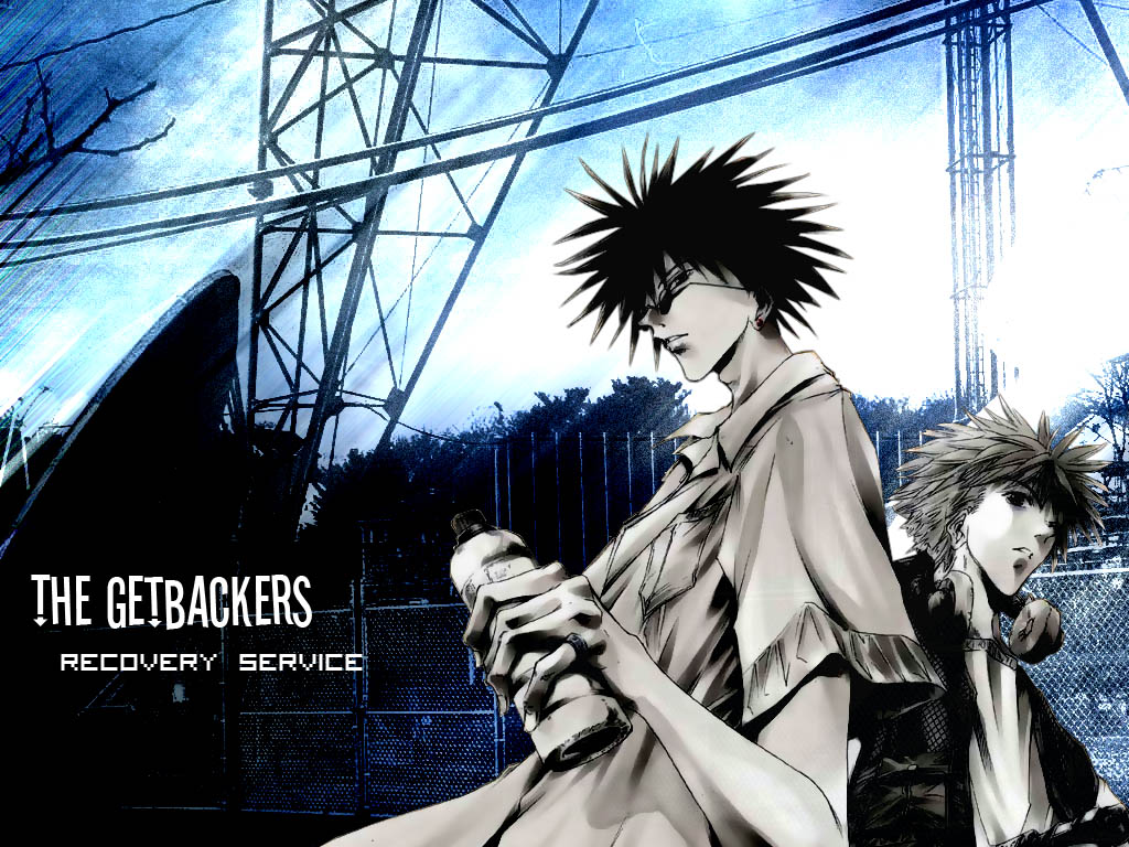 amano_ginji, getbackers, midou_ban, monochrome