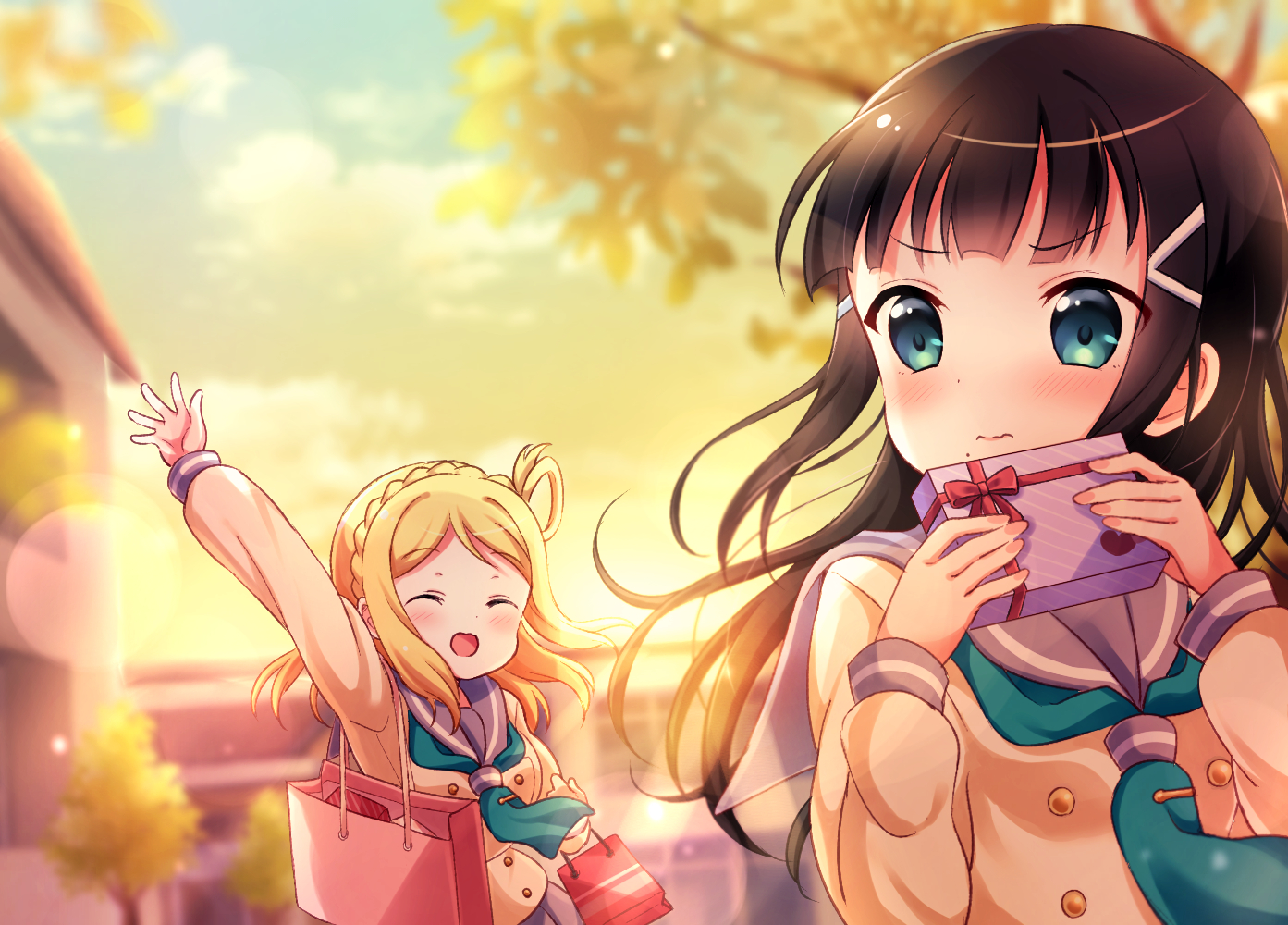 2girls, kurosawa_dia, love_live!_school_idol_project, love_live!_sunshine!!, ohara_mari, pipette1223, valentine