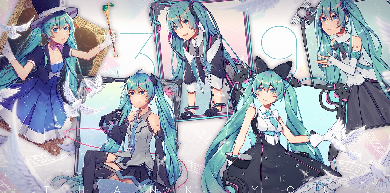 animal, aqua_eyes, aqua_hair, bird, dress, elbow_gloves, gloves, hat