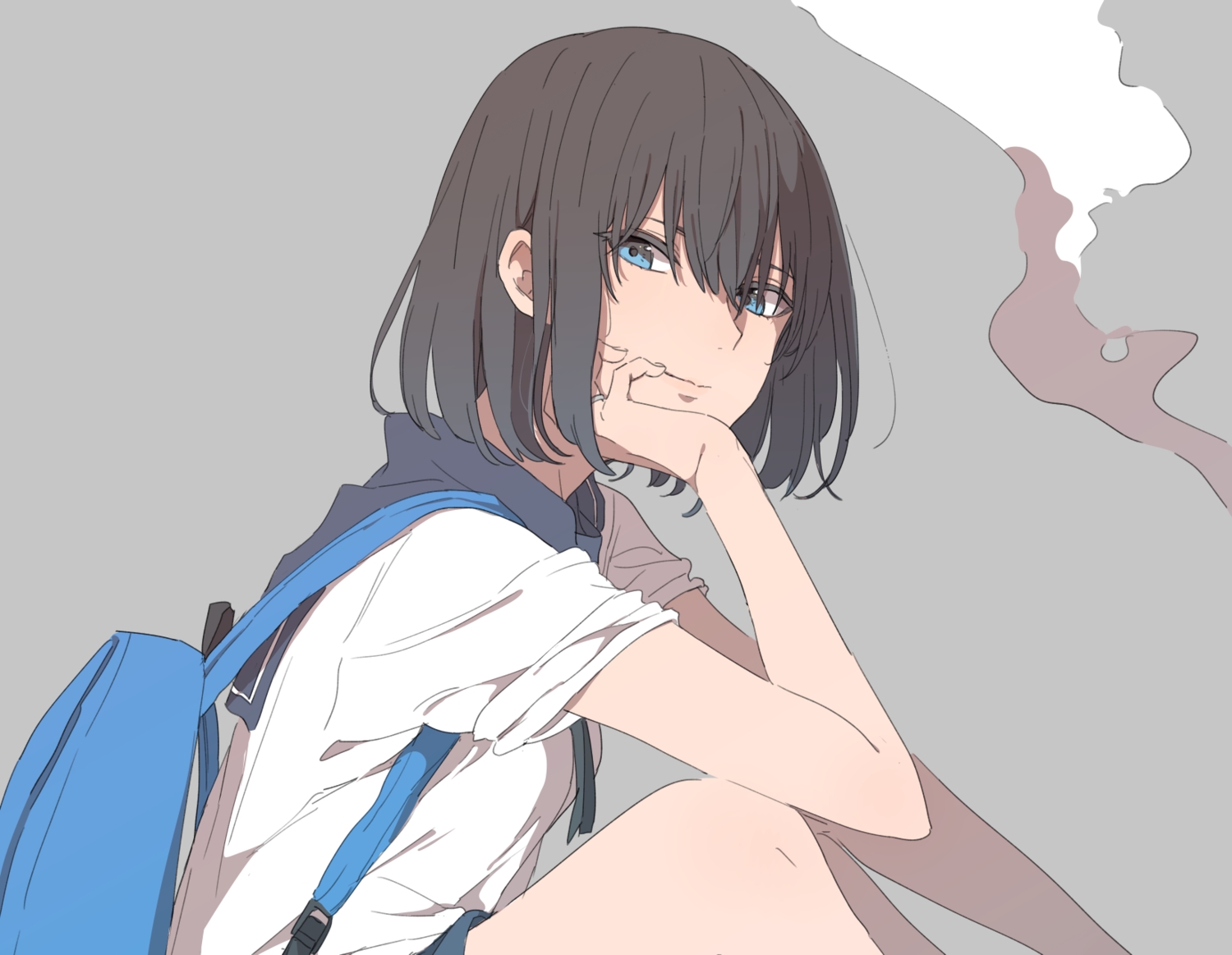 aqua_eyes, black_hair, close, monsieur, original, school_uniform, short_hair