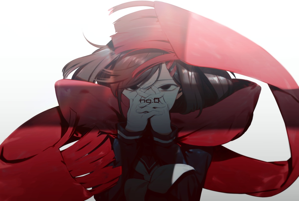 black_eyes, brown_hair, kagerou_project, scarf, school_uniform, shizu_(9394marimo), short_hair, tateyama_ayano