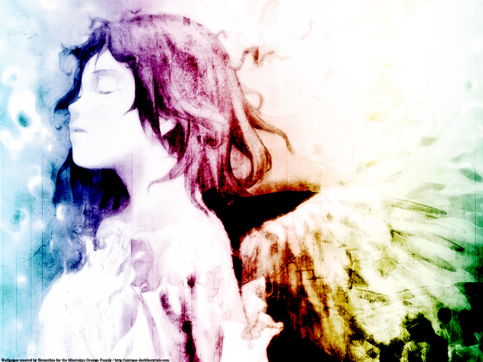abe_yoshitoshi, haibane_renmei, rainbow, rakka, wings