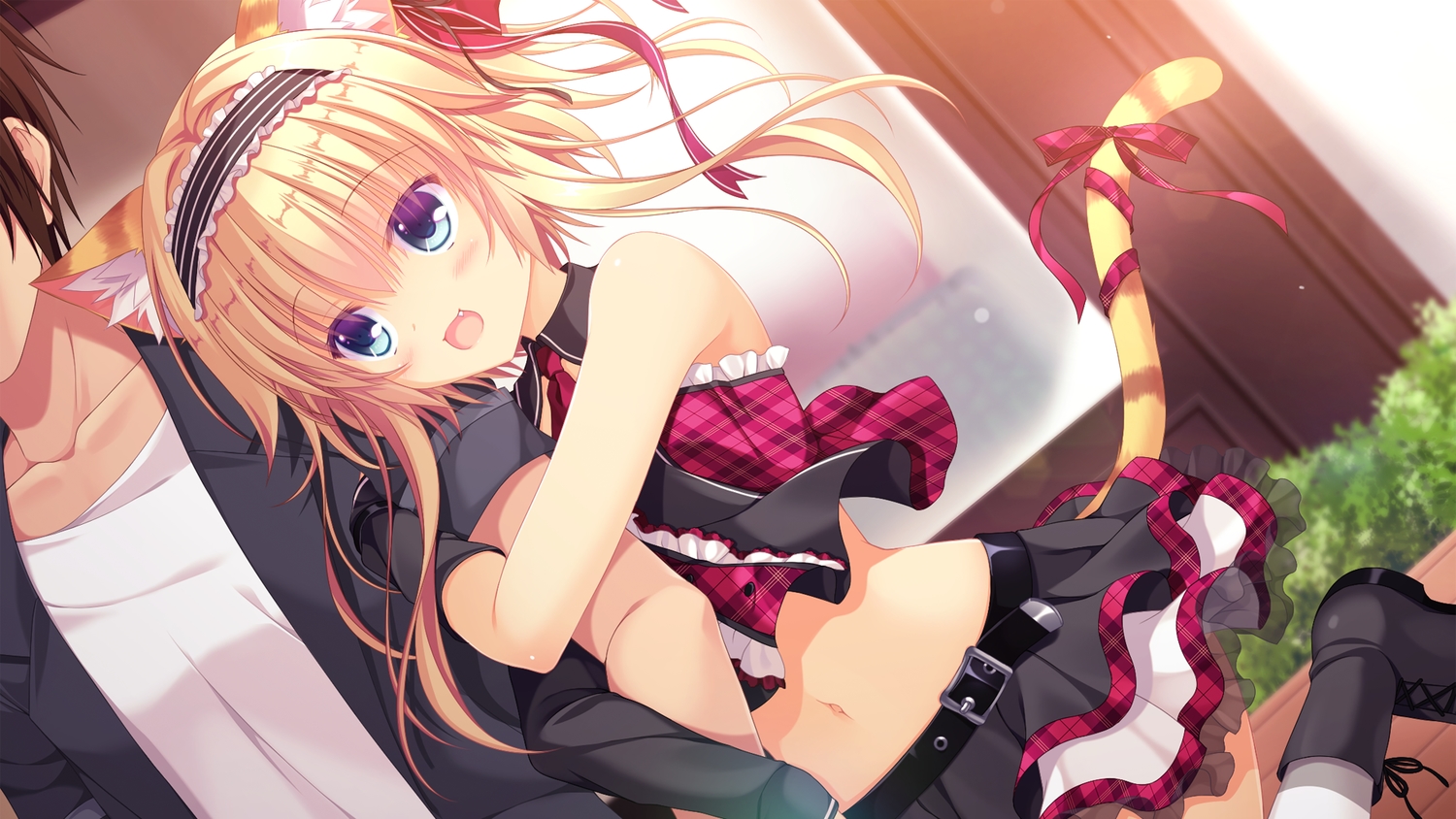 animal_ears, catgirl, game_cg, hug, male, nekokai_ritsu, neko-nin_exheart, tail, takano_yuki, whirlpool