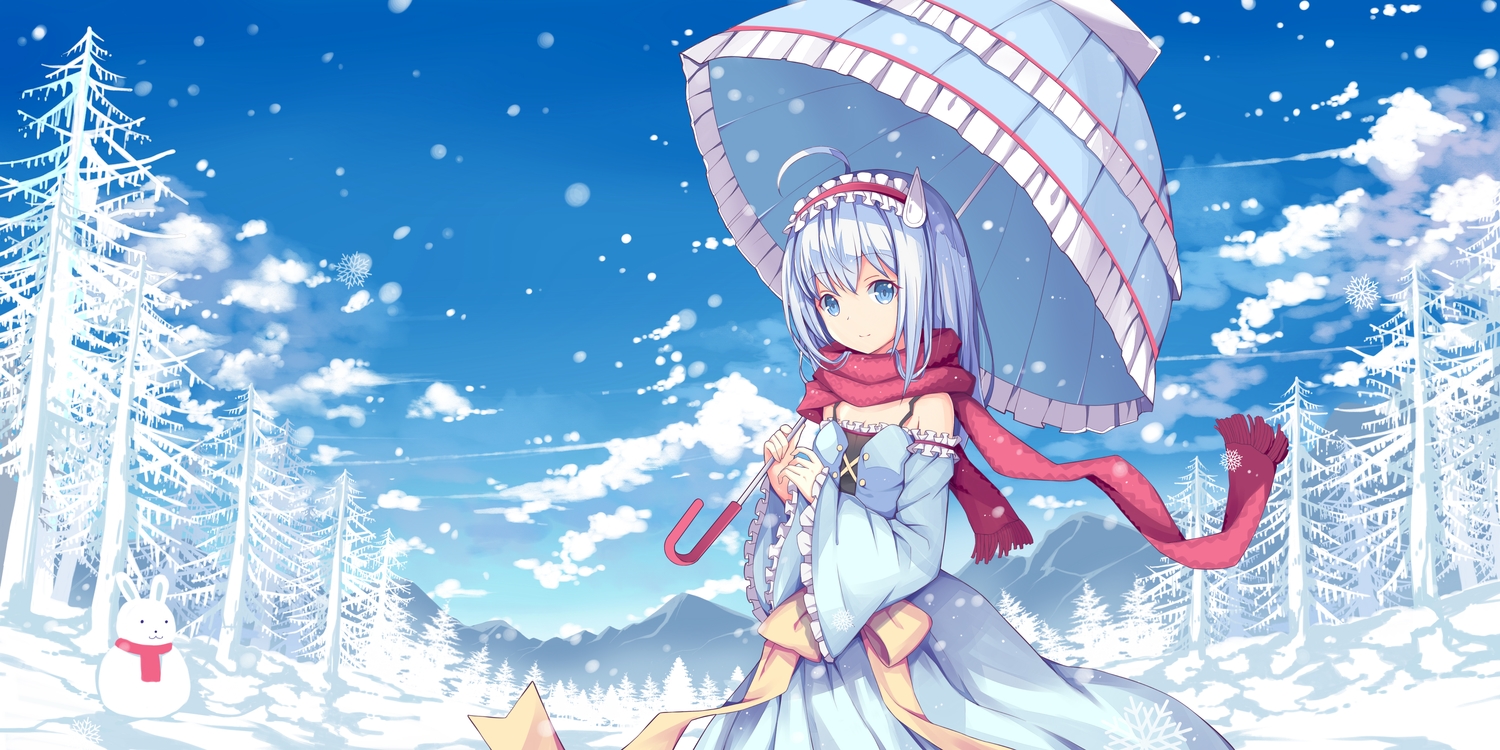 forest, headband, hzyang, original, scarf, snow, snowman, tree, umbrella, winter