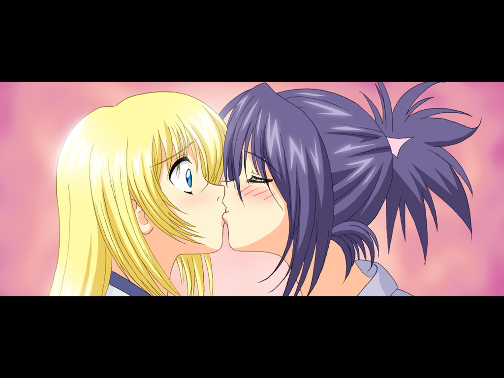 2girls, blush, colette_brunel, kiss, sheena_fujibayashi, shoujo_ai, tales_of_symphonia