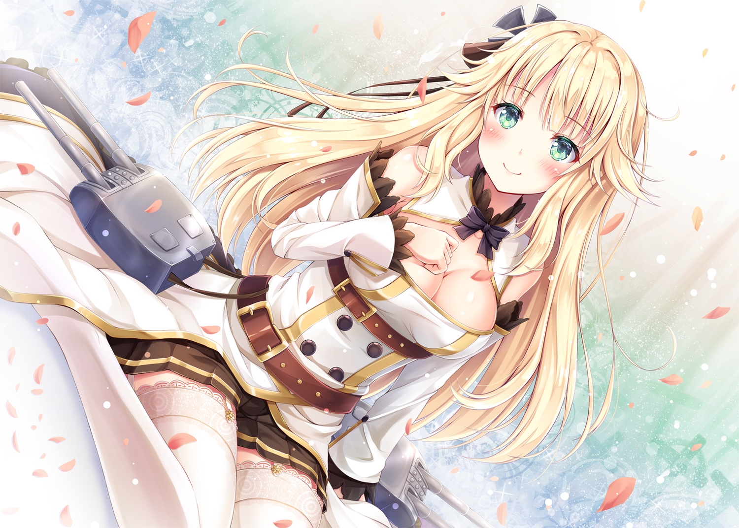 akashio_(loli_ace), anthropomorphism, aurora_(azur_lane), azur_lane, blonde_hair, blush, breasts, cleavage