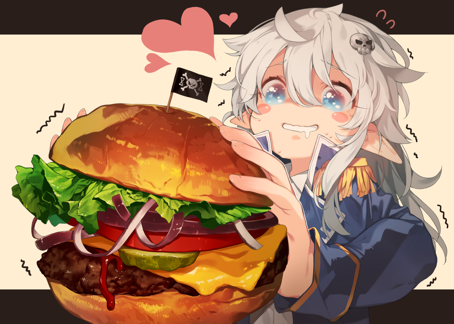 aqua_eyes, close, food, gray_hair, heart, loli, long_hair, original