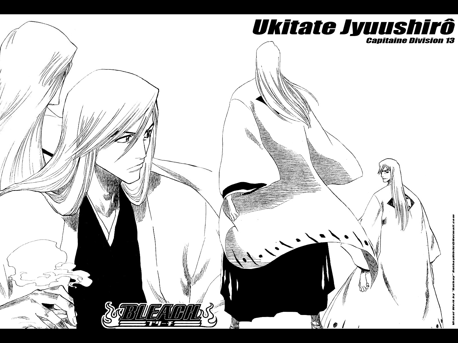all_male, bleach, kubo_tite, male, monochrome, ukitake_jyuushirou