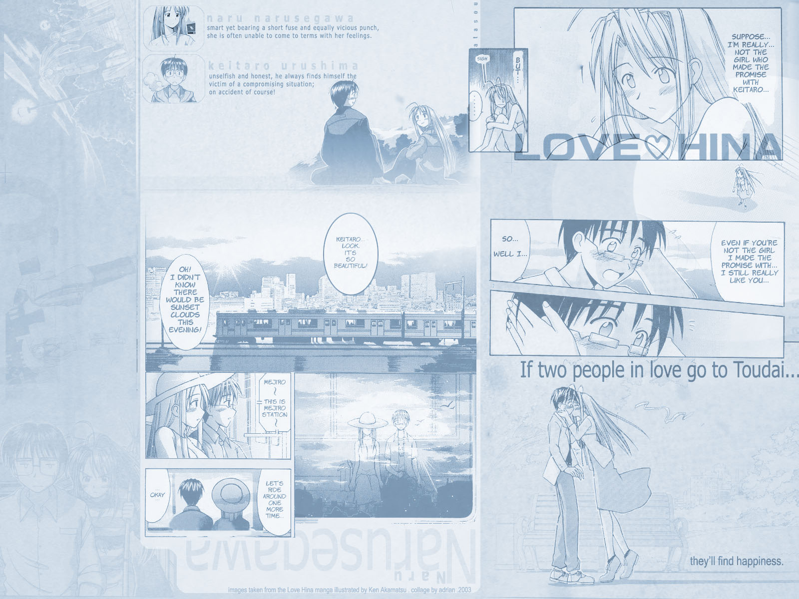 akamatsu_ken, love_hina, monochrome, narusegawa_naru, train, urashima_keitaro