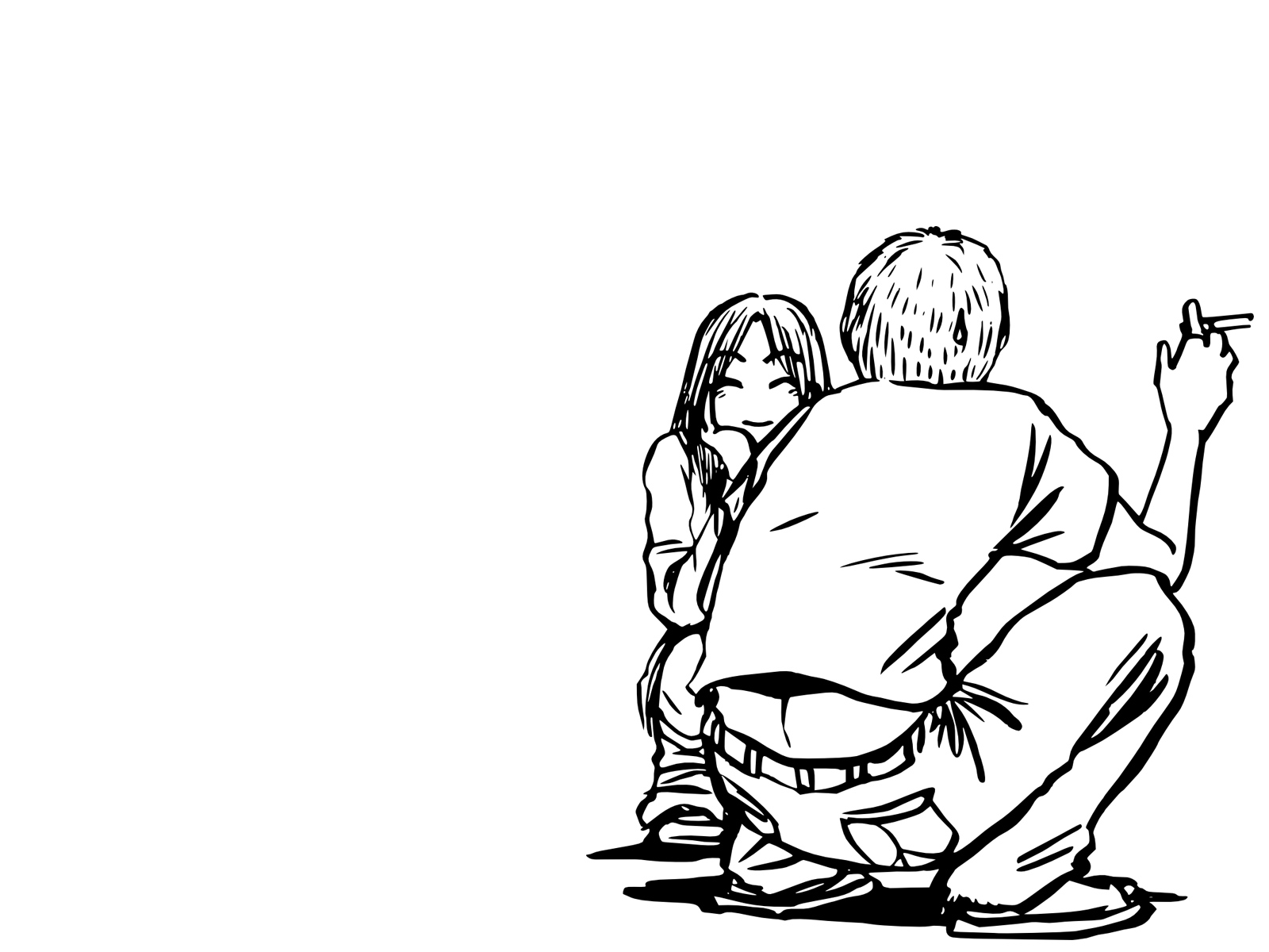 cigarette, great_teacher_onizuka, kanzaki_urumi, monochrome, onizuka_eikichi, smoking, white