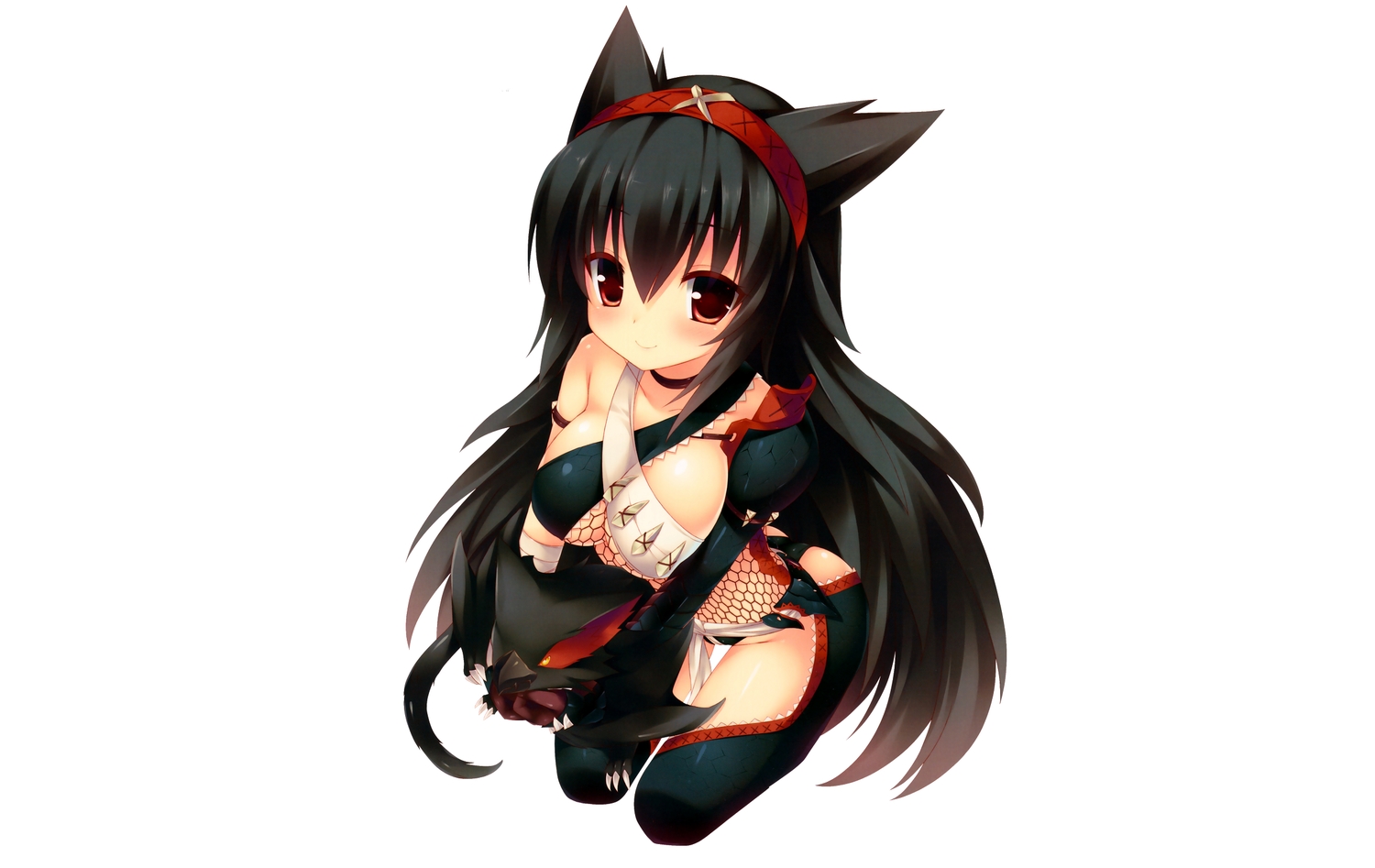 any, black_hair, long_hair, monster_hunter, red_eyes, scan, third-party_edit