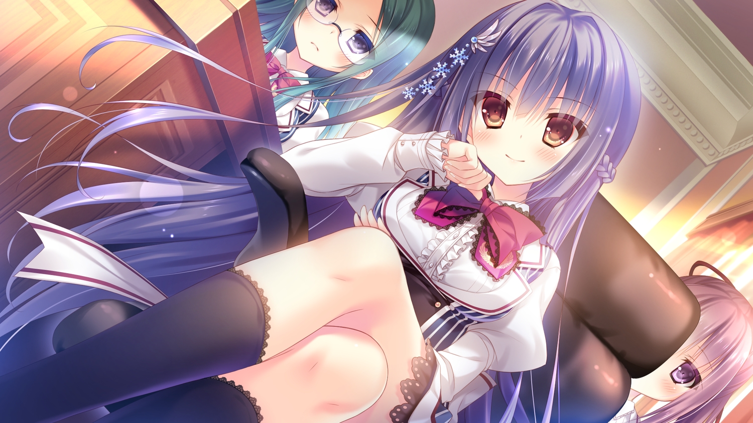 black_hair, cabbit, futaba_miwa, game_cg, glasses, green_hair, hakoniwa_logic, kidou_shizuku