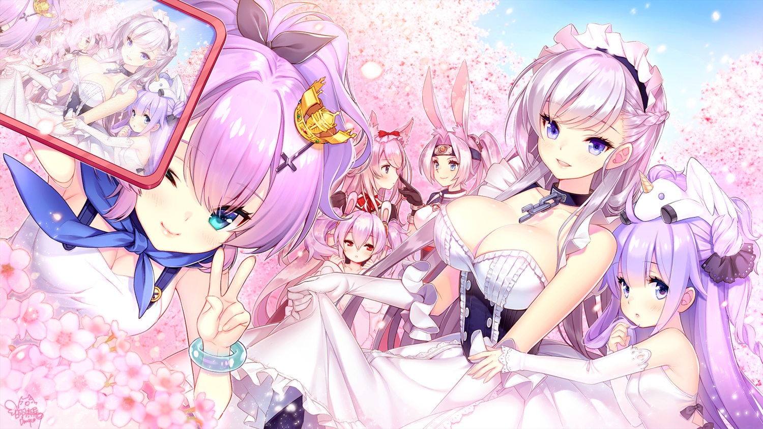 anthropomorphism, azur_lane, belfast_(azur_lane), dmyomyo, group, hammann_(azur_lane), hiryuu_(azur_lane), javelin_(azur_lane), laffey_(azur_lane), loli, signed, unicorn_(azur_lane)