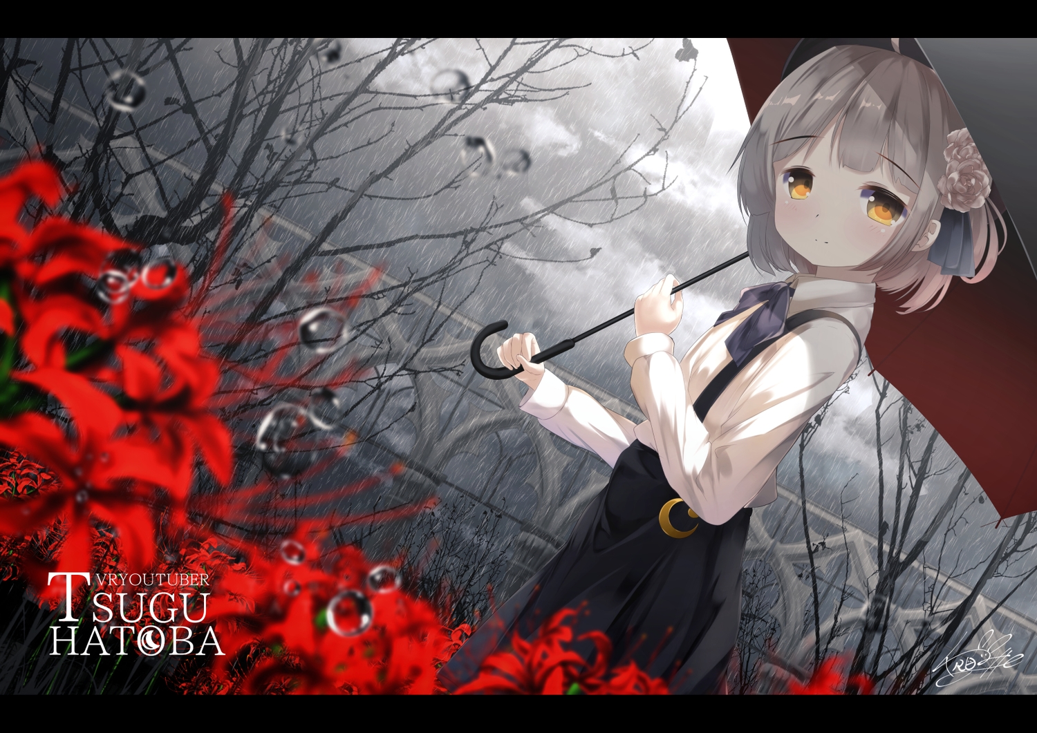blush, brown_hair, chinomaron, flat_chest, flowers, hatoba_tsugu, hatoba_tsugu_(channel), loli