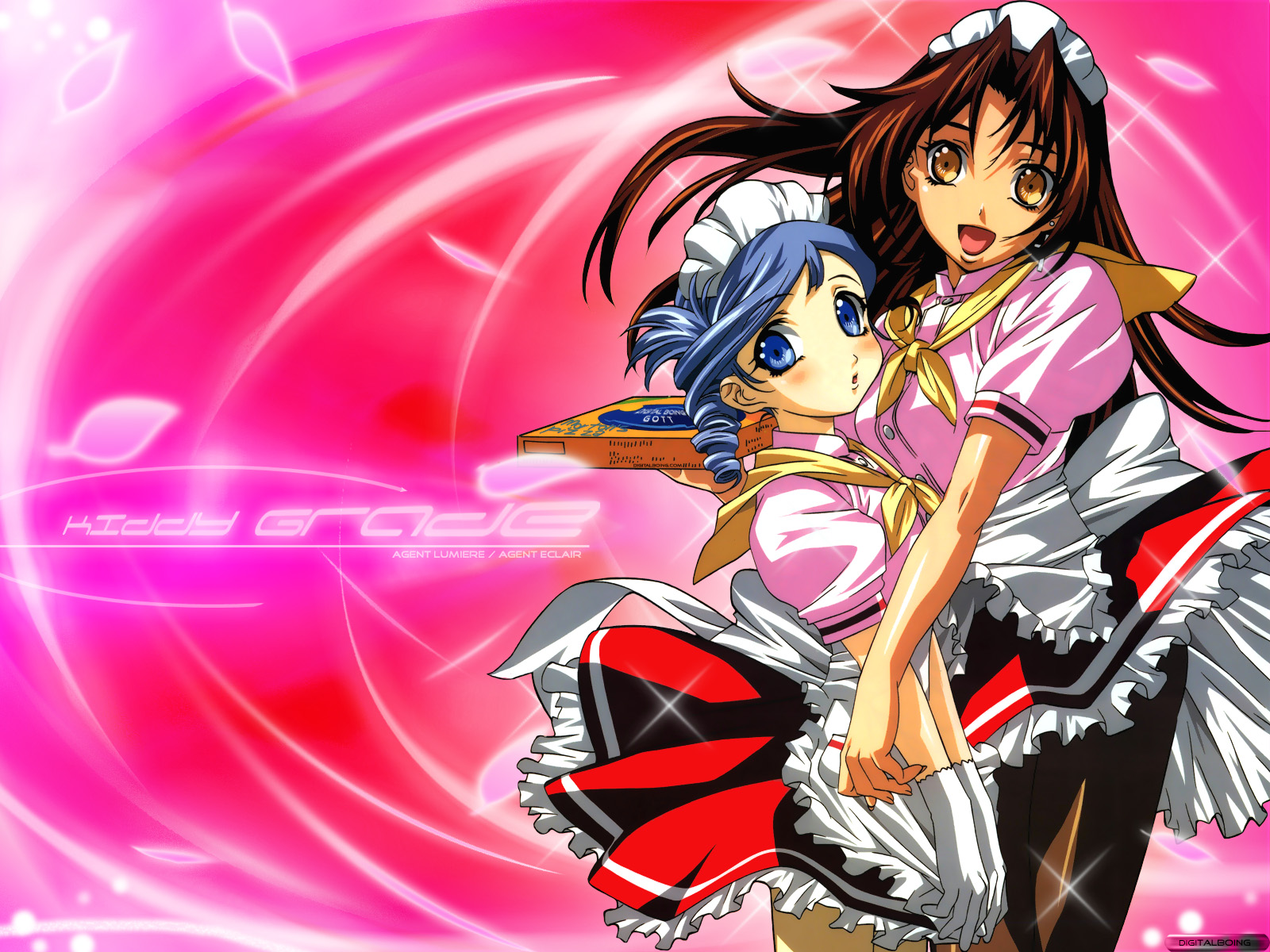 eclair, food, gotoh_keiji, kiddy_grade, lumiere, maid, pizza, waitress
