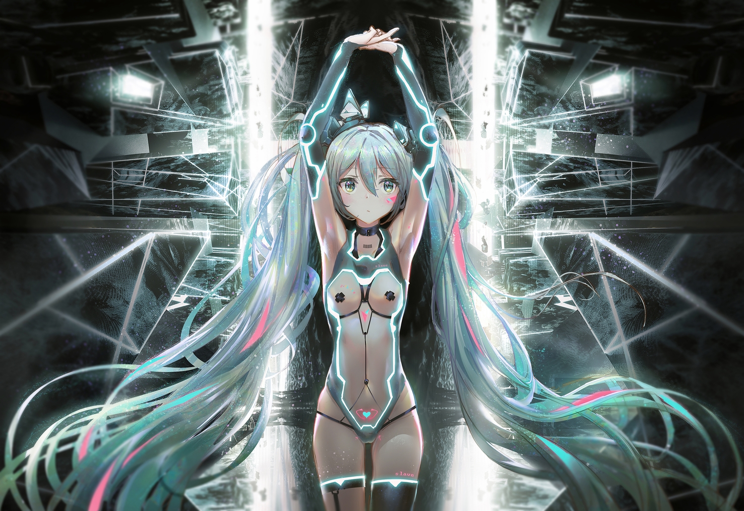 aqua_eyes, aqua_hair, hatsune_miku, kvpk5428, long_hair, twintails, vocaloid