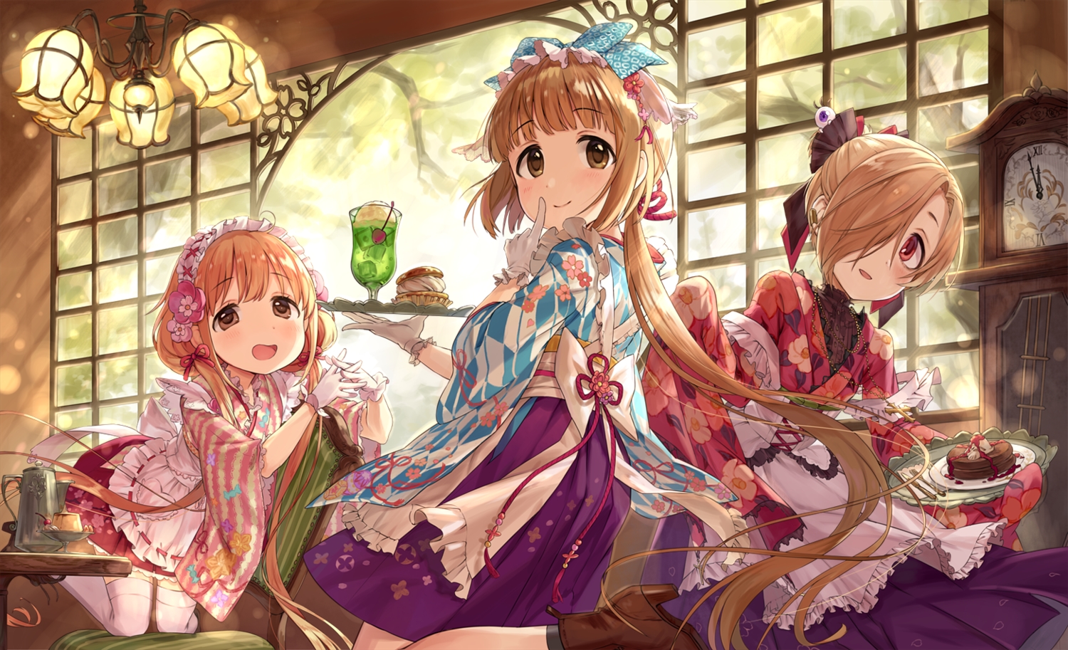 apron, boots, drink, food, futaba_anzu, gloves, idolmaster, idolmaster_cinderella_girls