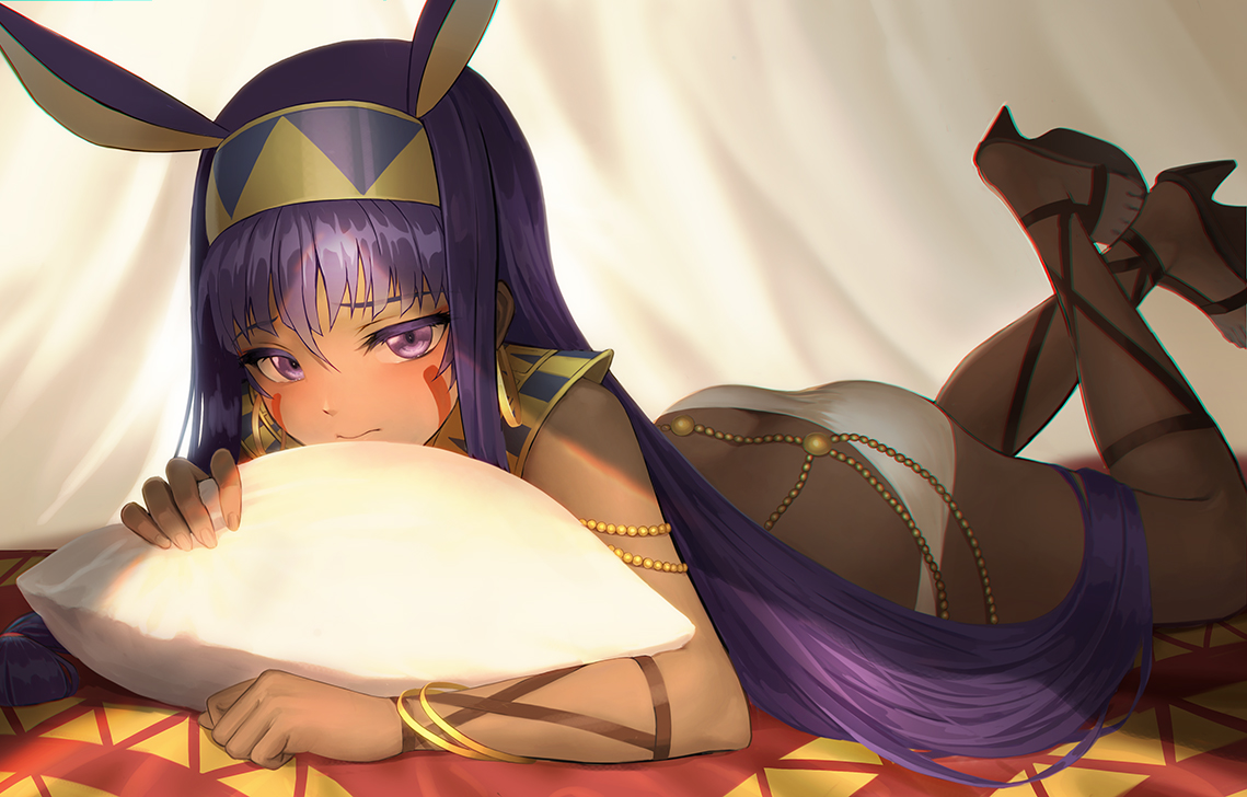 animal_ears, ass, dark_skin, fate/grand_order, fate_(series), headband, long_hair, nitocris_(fate/grand_order)