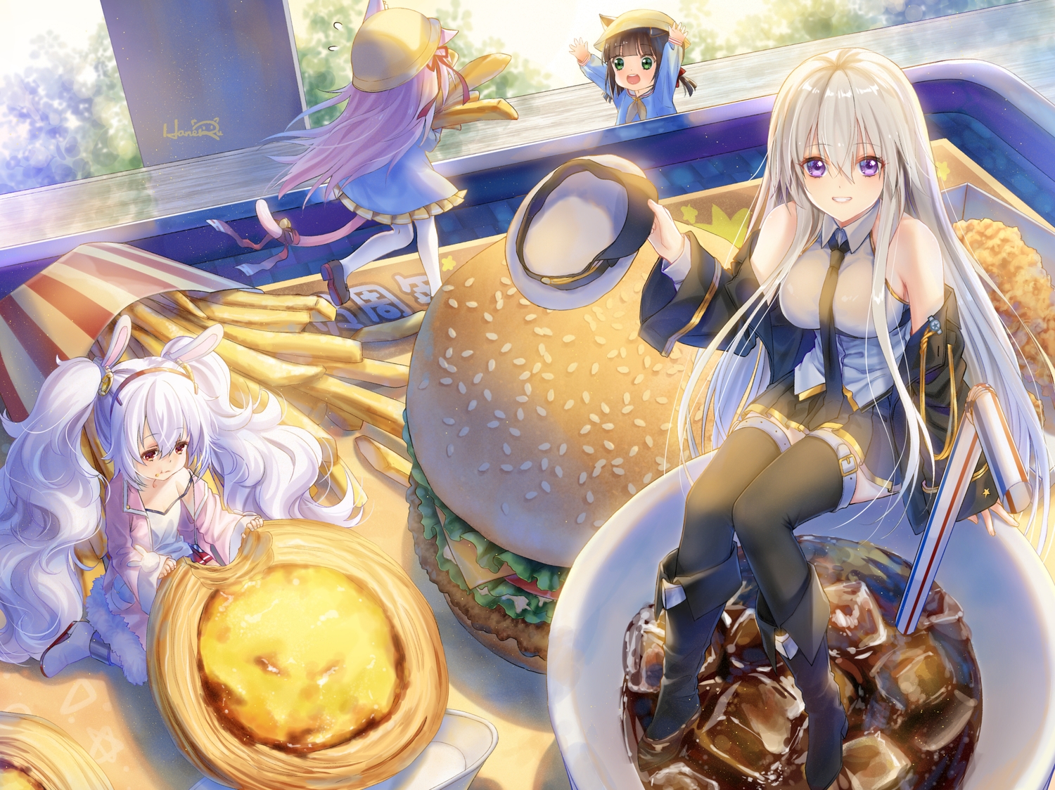 animal_ears, anthropomorphism, azur_lane, bell, boots, breasts, brown_hair, bunny_ears