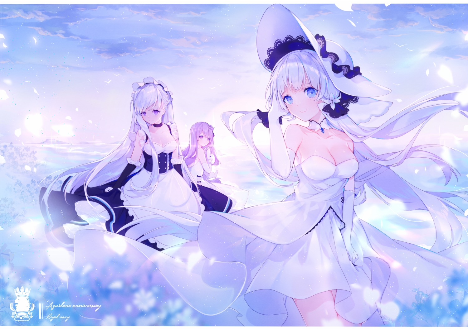 anthropomorphism, apron, aqua_eyes, azur_lane, belfast_(azur_lane), braids, breasts, cleavage