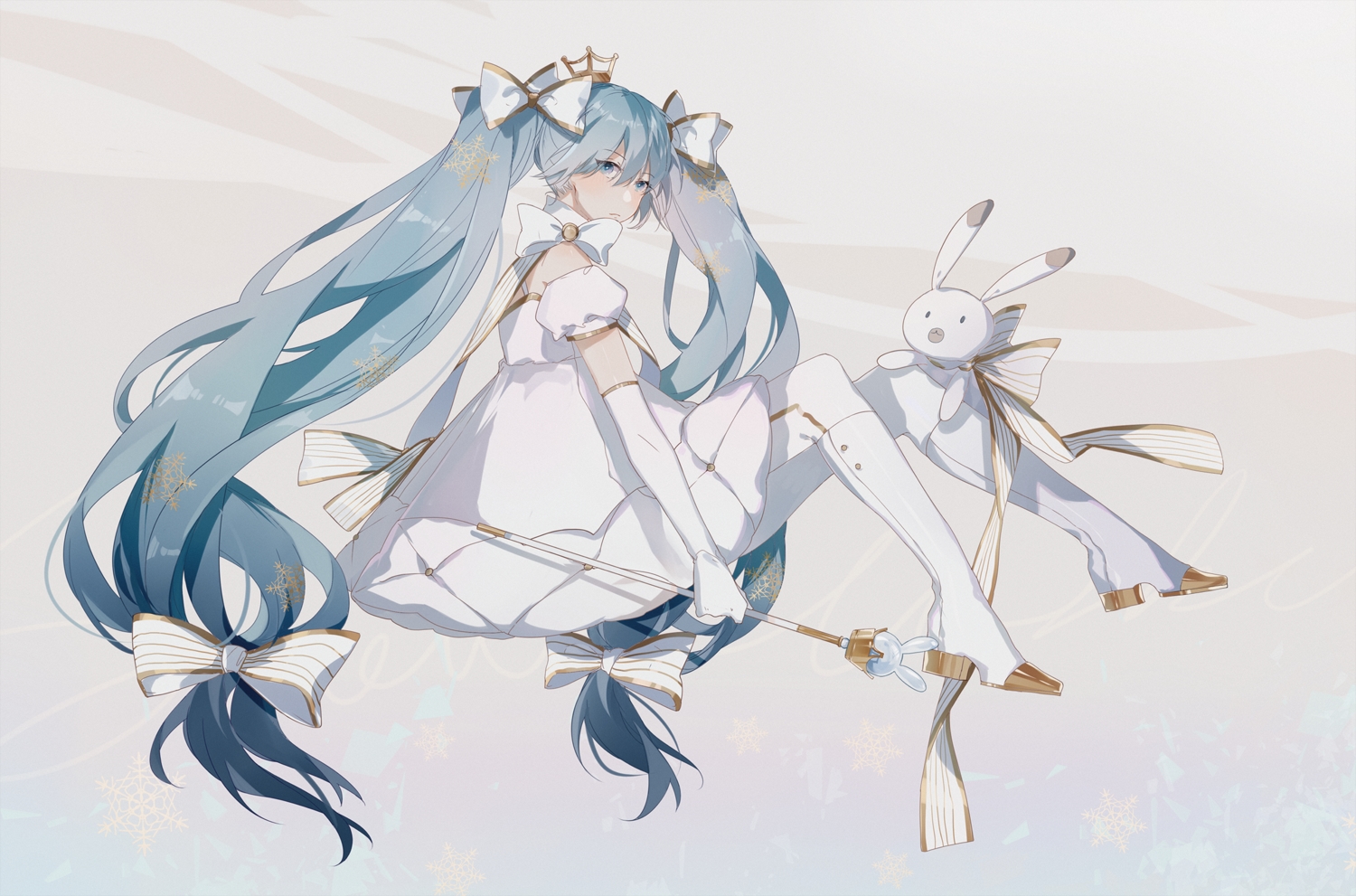 animal, aqua_eyes, aqua_hair, blush, boots, bow, hatsune_miku, long_hair