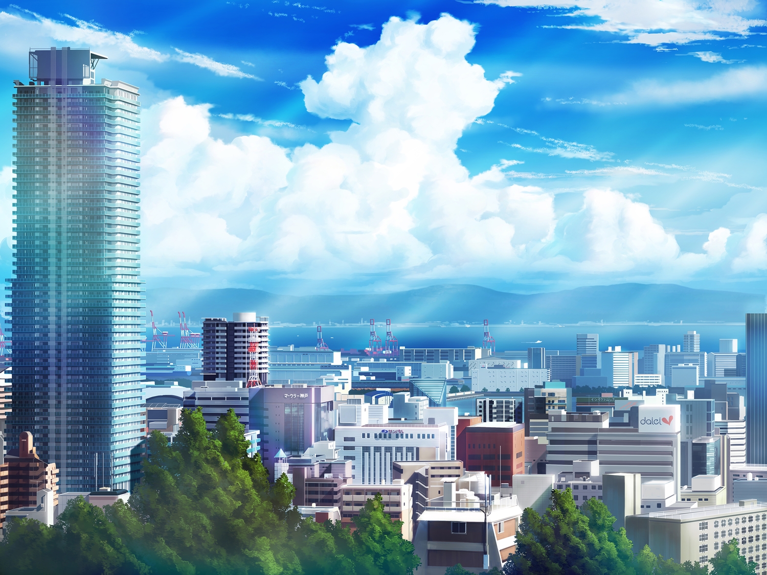 building, city, clouds, hankachi_(okayama012), no_humans, original, scenic, sky