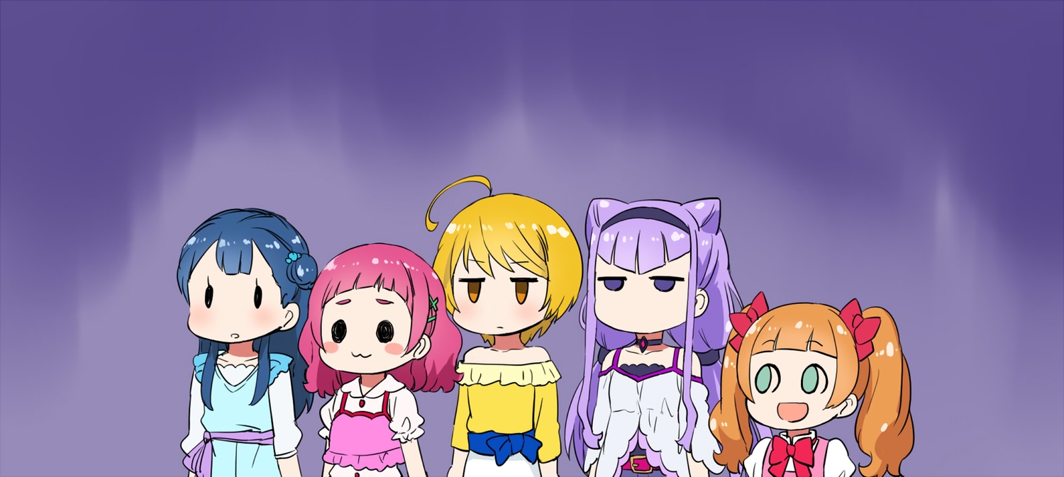 aisaki_emiru, aqua_eyes, black_eyes, blonde_hair, blue_hair, bow, cat_smile, choker