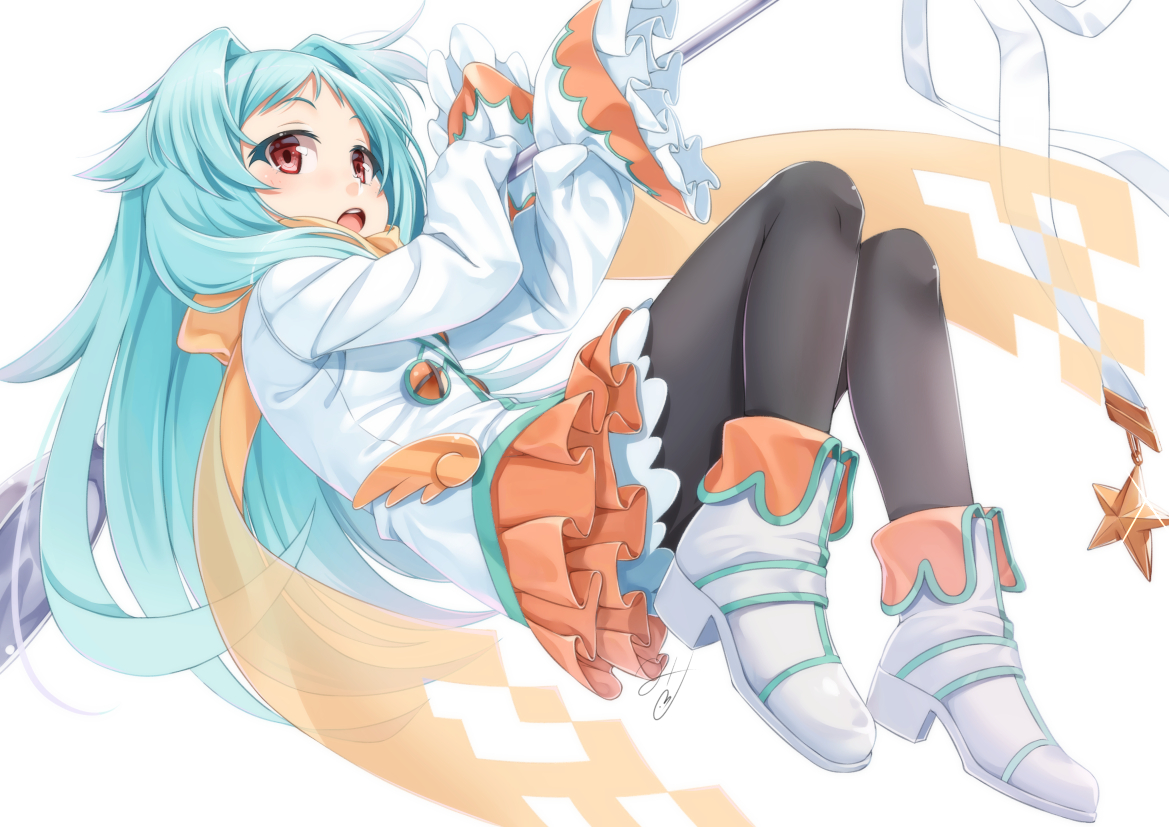aqua_hair, boots, izumo_miyako, loli, long_hair, miri_(ago550421), pantyhose, princess_connect!