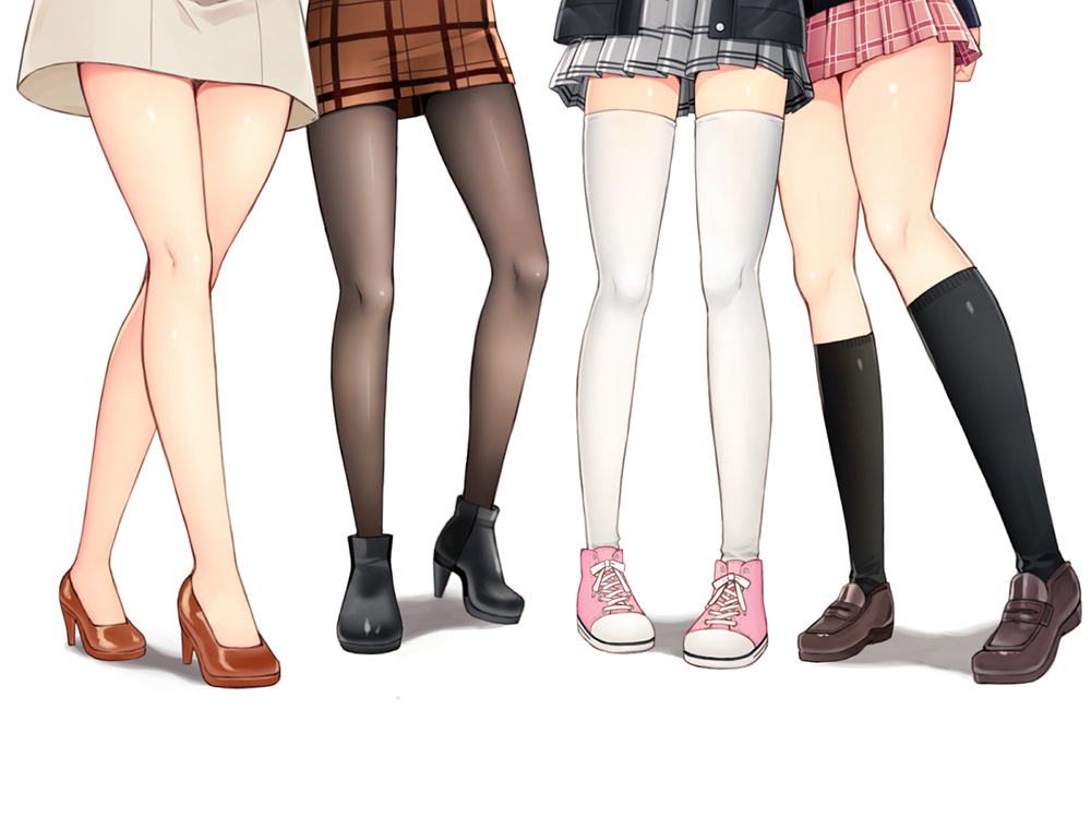 group, kneehighs, kurata_rine, original, pantyhose, skirt, thighhighs, white, zettai_ryouiki