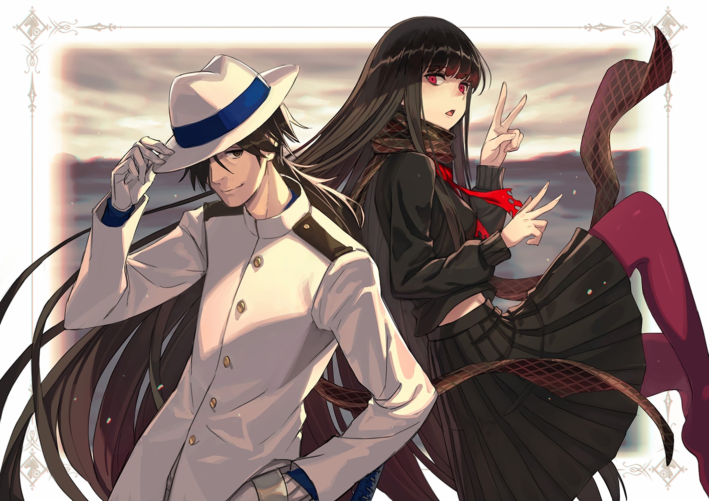 brown_eyes, brown_hair, fate/grand_order, fate_(series), gloves, hat, katana, kusano_shinta