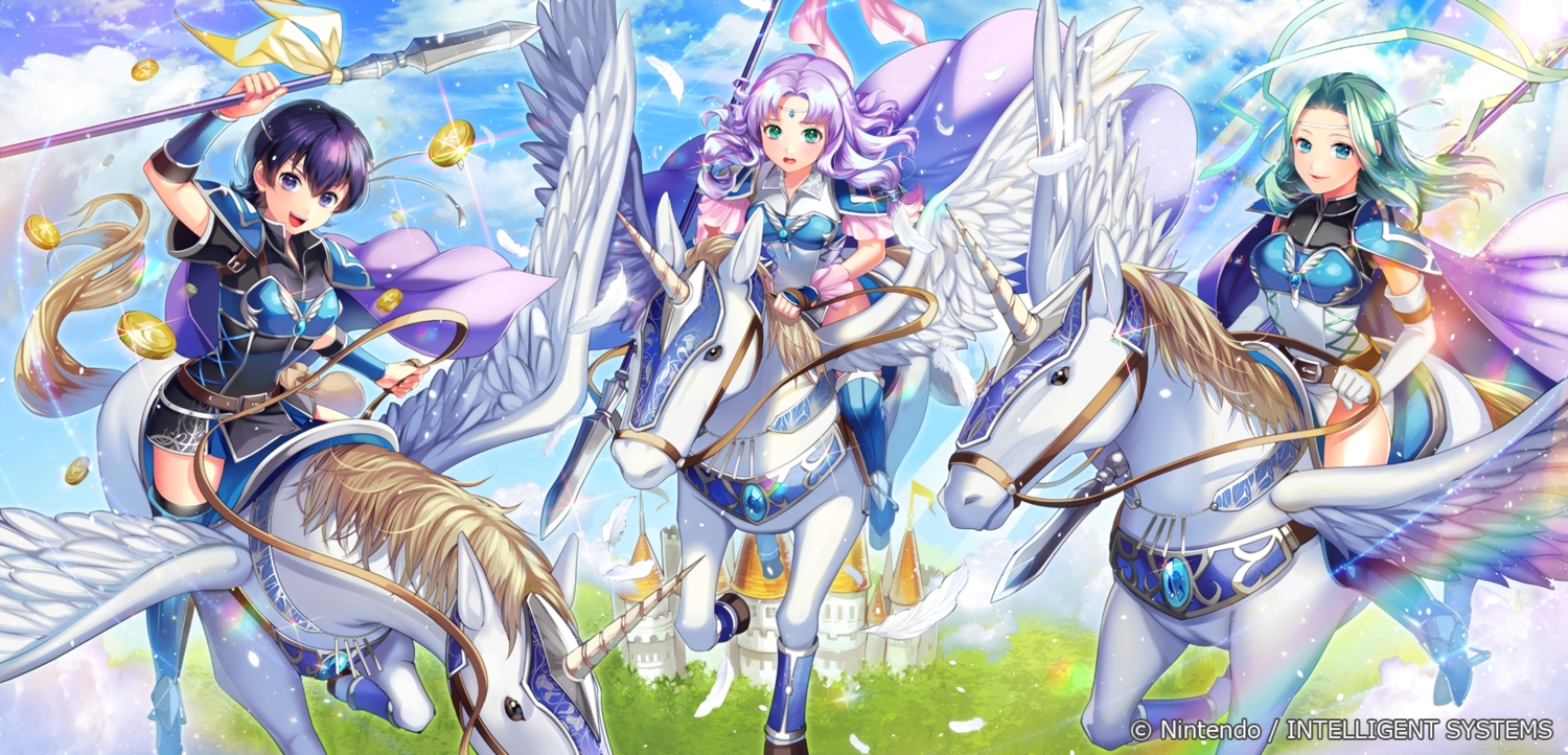animal, aqua_eyes, armor, cape, farina_(fire_emblem), fiora_(fire_emblem), fire_emblem, florina_(fire_emblem)
