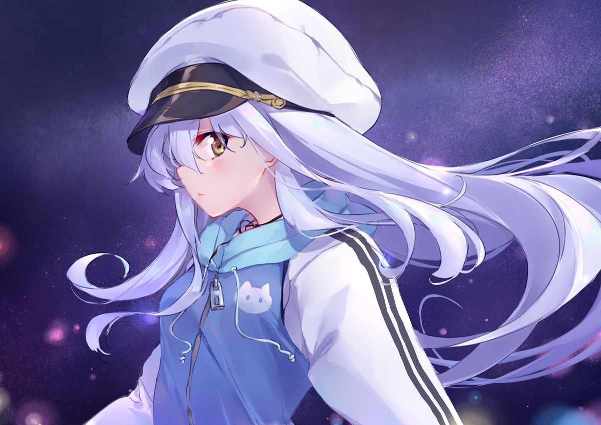 brown_eyes, hat, hood, island_(game), long_hair, ohara_rinne, ttnap, white_hair