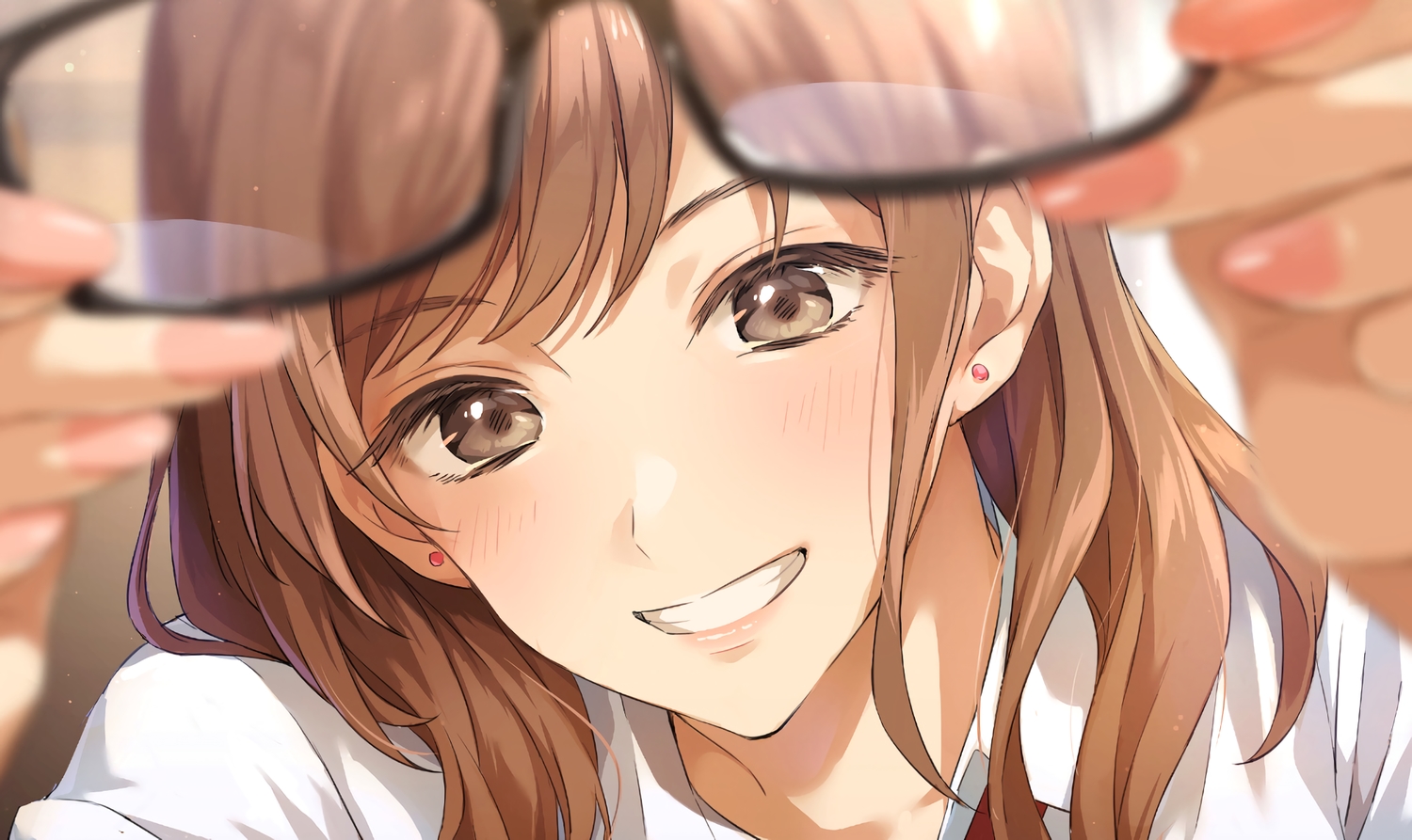 brown_eyes, brown_hair, close, glasses, original, waifu2x, zattape
