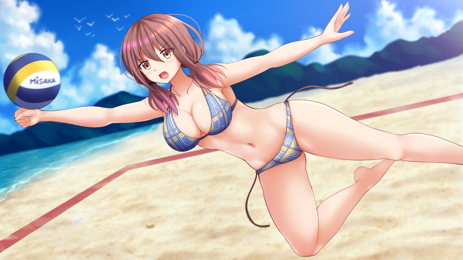 bikini, breasts, cleavage, harukana_receive, kazenokaze, oozora_haruka, sky, sport