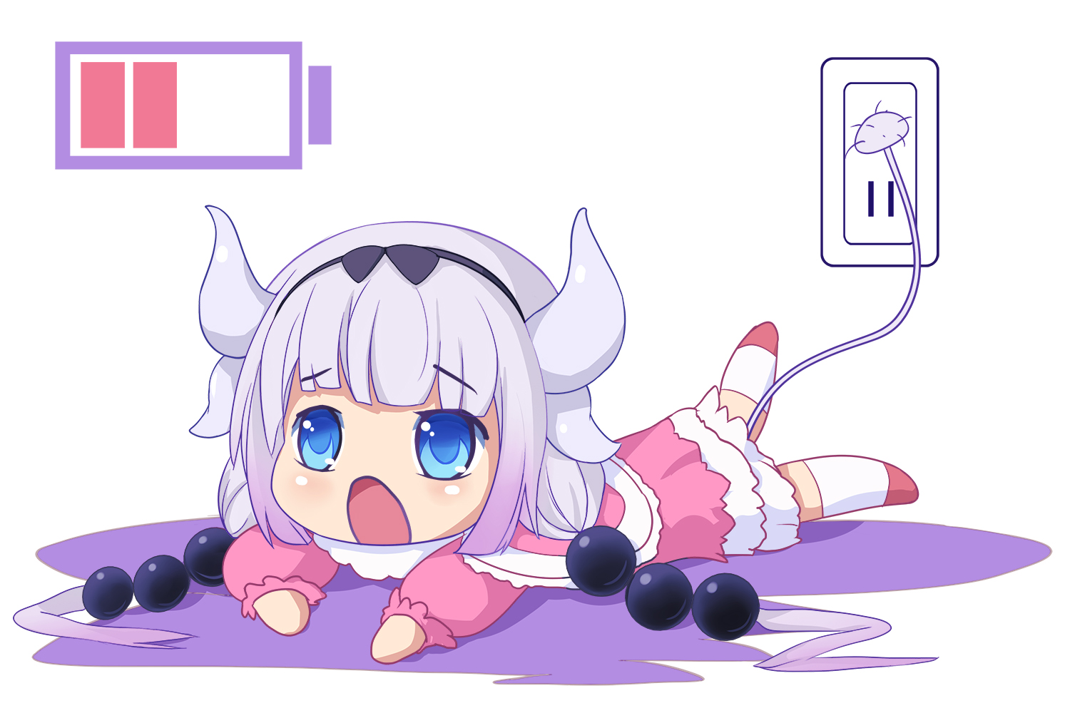 aqua_eyes, duoladameng, headband, horns, kanna_kamui, kobayashi-san_chi_no_maid_dragon, loli, long_hair, purple_hair, tail, thighhighs