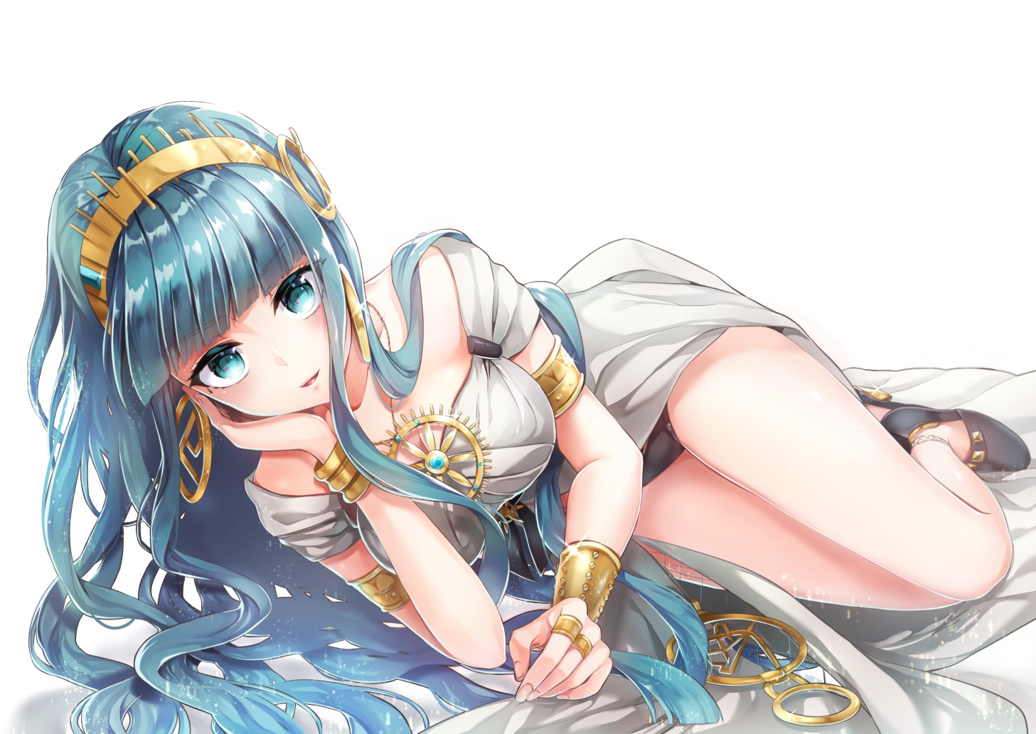 blue_hair, cleopatra_(fate/grand_order), fate/grand_order, fate_(series), green_eyes, hane_yuki, long_hair