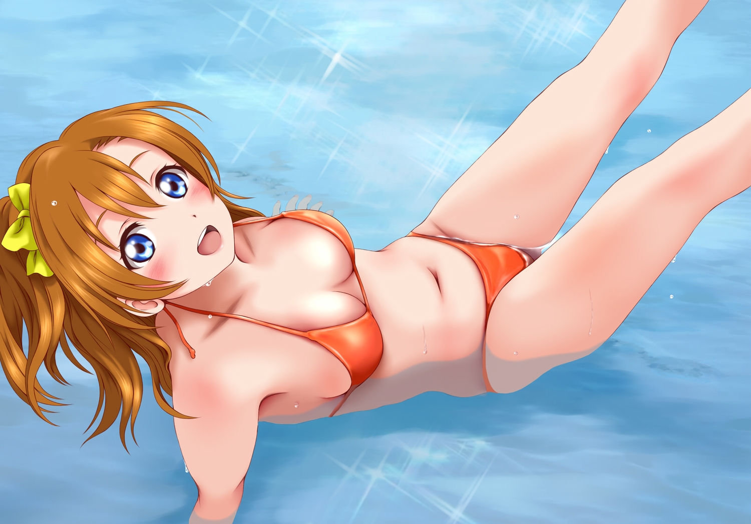 bikini, blue_eyes, blush, breasts, keisuke_(0320030103200301), kousaka_honoka, long_hair, love_live!_school_idol_project