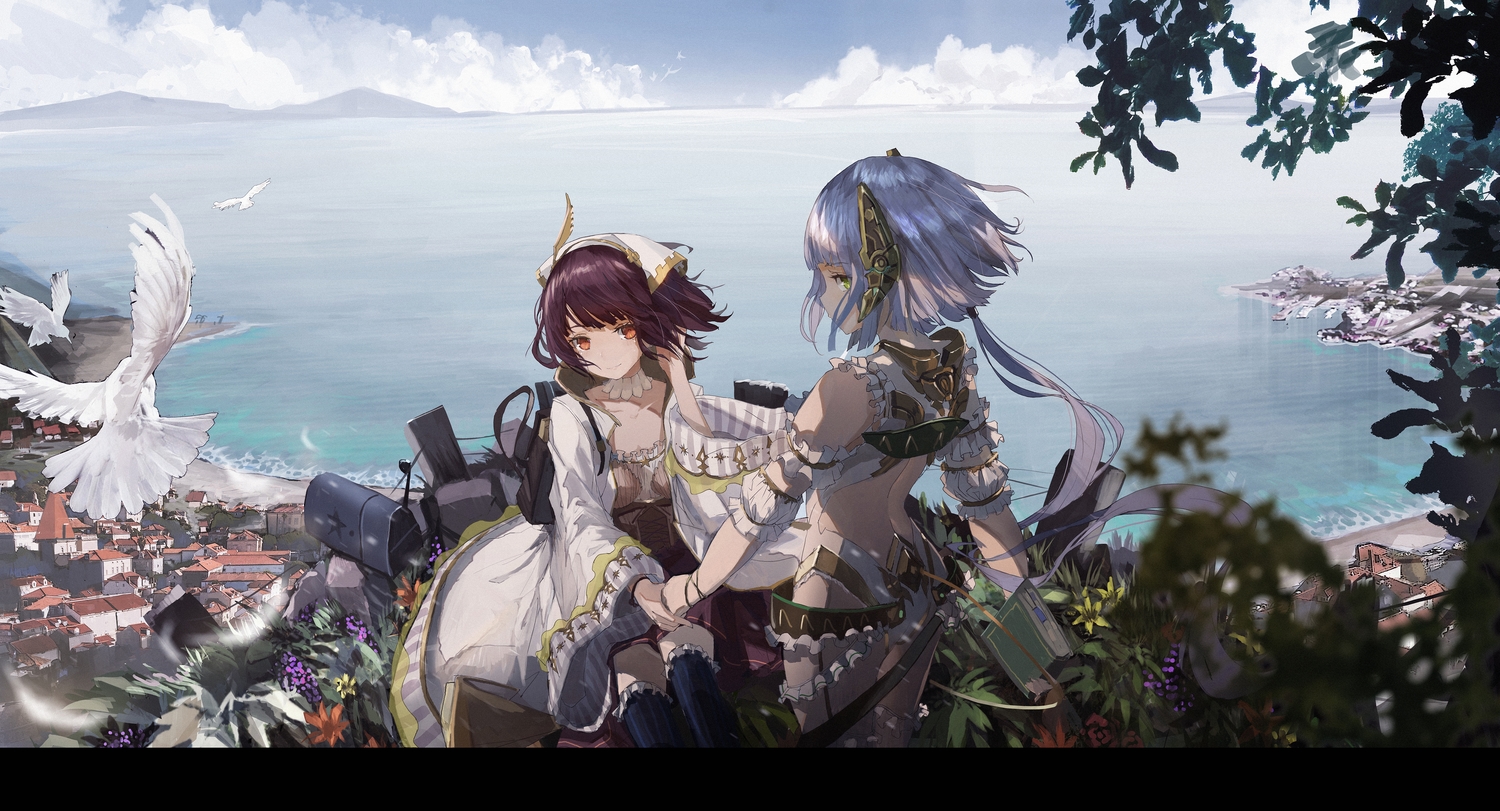 2girls, animal, atelier, atelier_lydie_&_suelle, bird, book, building, novelance, plachta, scenic, sophie_neuenmuller, water