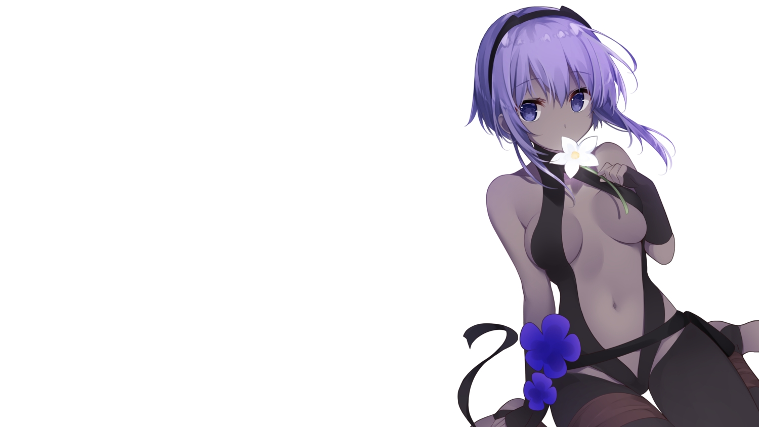 bodysuit, breasts, dark_skin, fate/grand_order, fate_(series), flowers, gloves, hassan_of_serenity