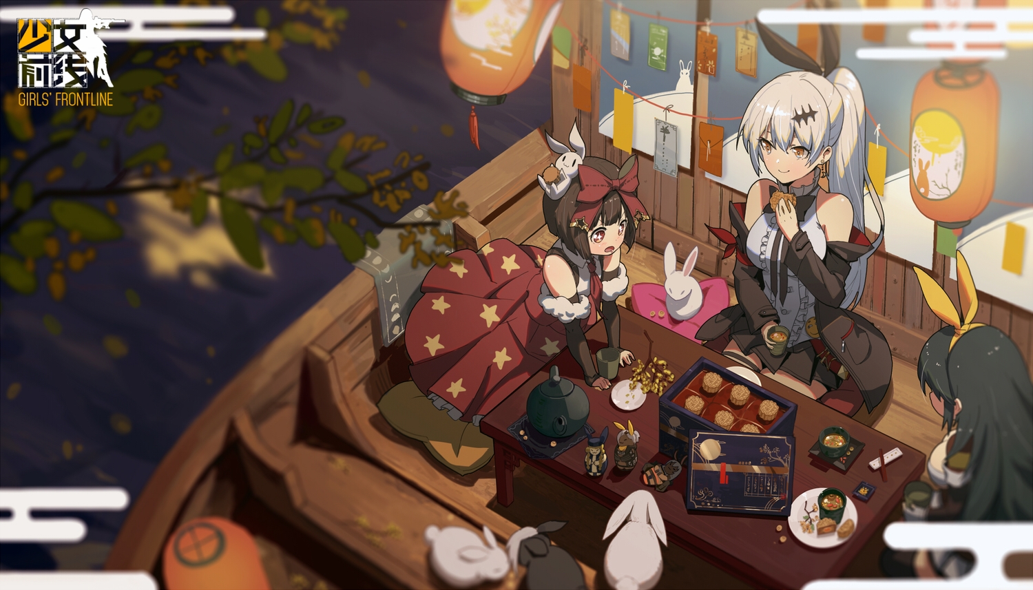 animal, anthropomorphism, black_hair, boat, brown_hair, cetme_ameli_(girls_frontline), doll, dress
