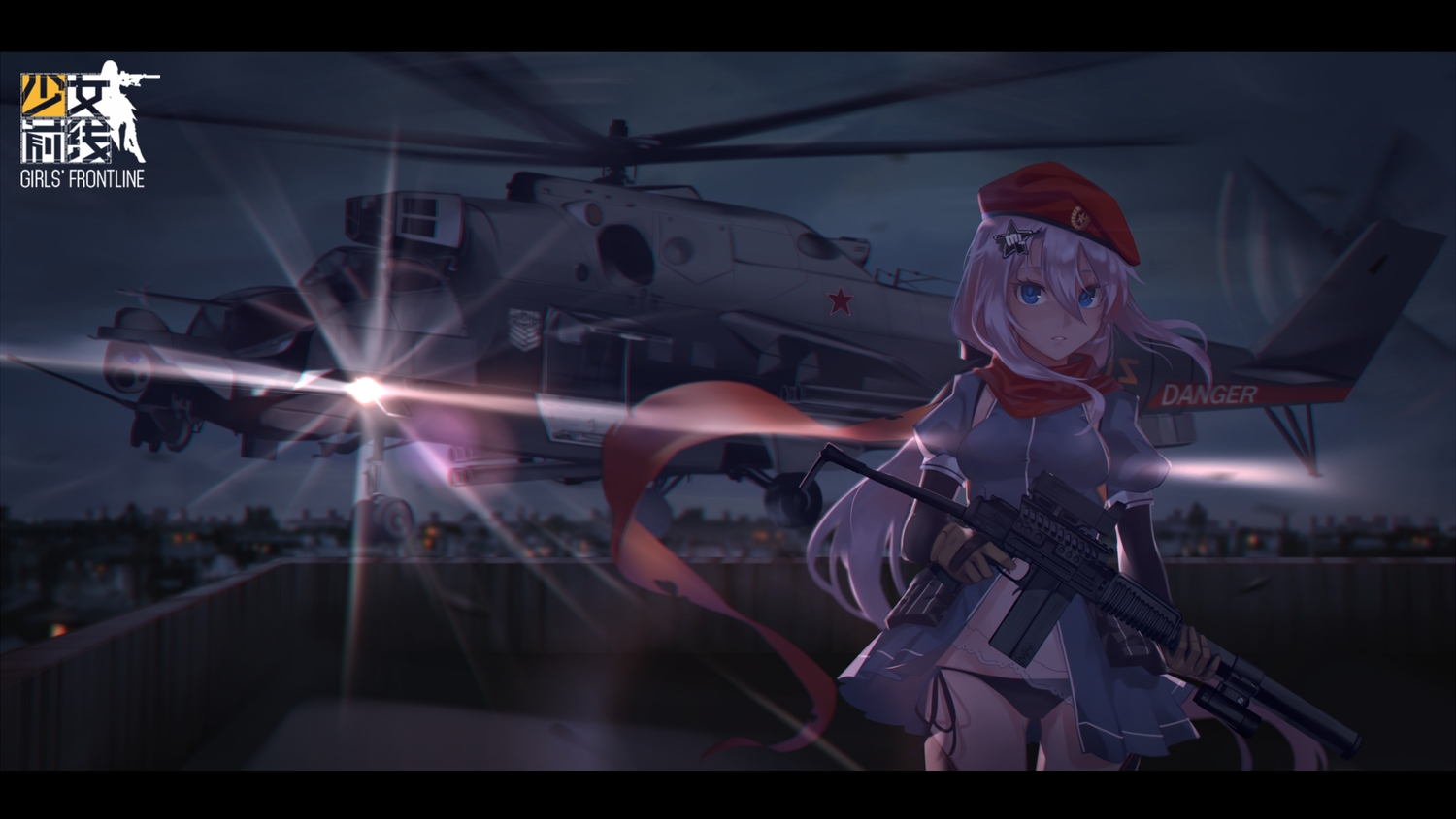 9a-91_(girls_frontline), aircraft, anthropomorphism, girls_frontline, gloves, gray_hair, gun, hat