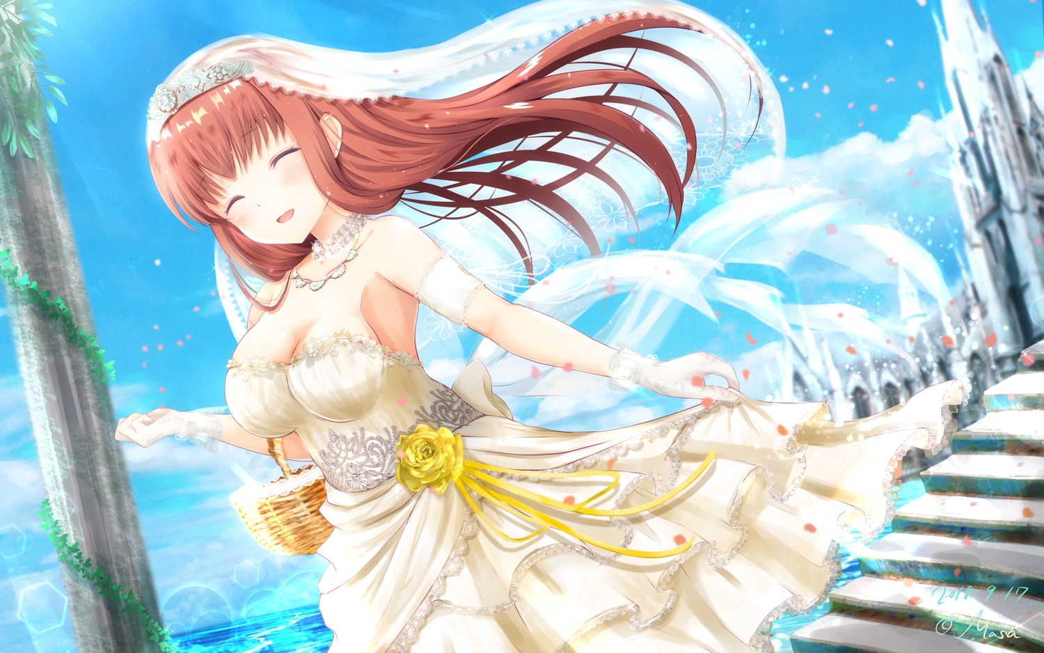 amatsu_kanata, girlfriend_(kari), masa_(mirage77), signed, wedding_attire