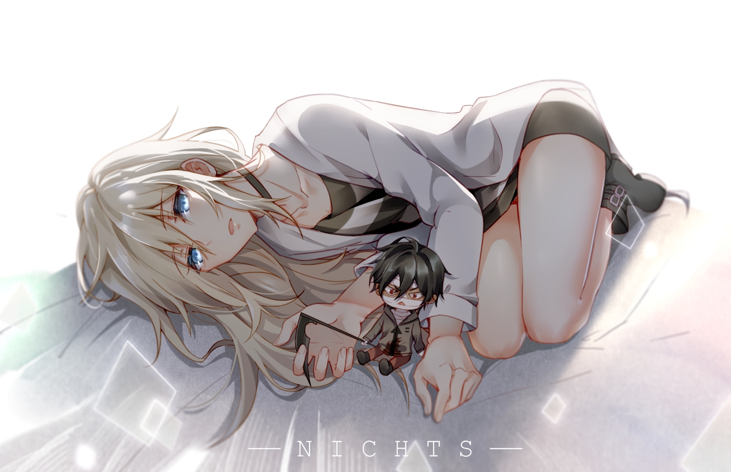 aqua_eyes, blonde_hair, boots, choker, doll, dress, isaac_foster, long_hair