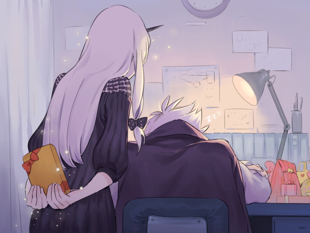 bow, charles_henri_sanson_(fate/grand_order), dashi_(minzoku_gb), fate/grand_order, fate_(series), horns, lavinia_whateley, long_hair