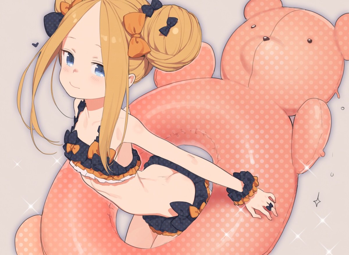 abigail_williams_(fate/grand_order), ass, bikini, blonde_hair, blue_eyes, bow, doremi, fate/grand_order