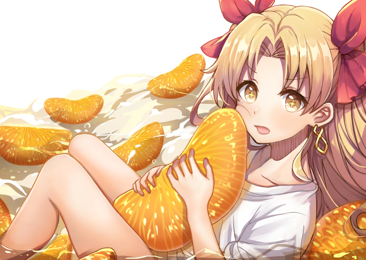 blonde_hair, close, ereshkigal_(fate/grand_order), fate/grand_order, fate_(series), food, fruit, kurono_kito